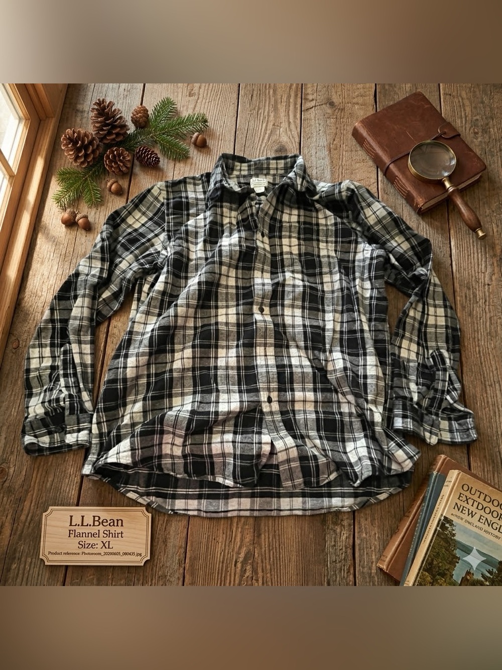 L.L. Bean Fitted Scotch Plaid Flannel Shirt • Size XL